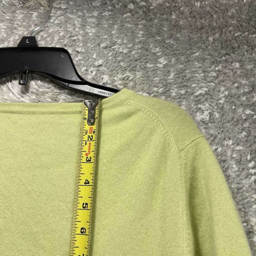 Lord & Taylor Sweater Top 100% Two Ply Cashmere Short Sleeve XL Green Preppy - Picture 4 of 6
